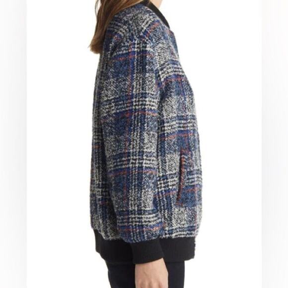 Avec Les Filles - Woman's Plaid Tweed Bomber Jacket Size Medium - Picture 2 of 13